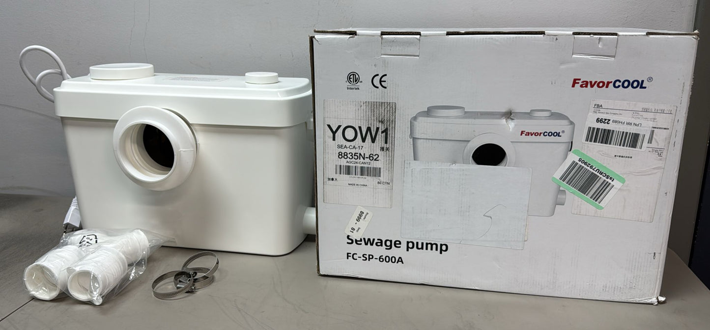 (Excellent) FAVORCOOL 600W Toilet Upflush Pump,Macerator Sewage Pump for Basement Bathroom