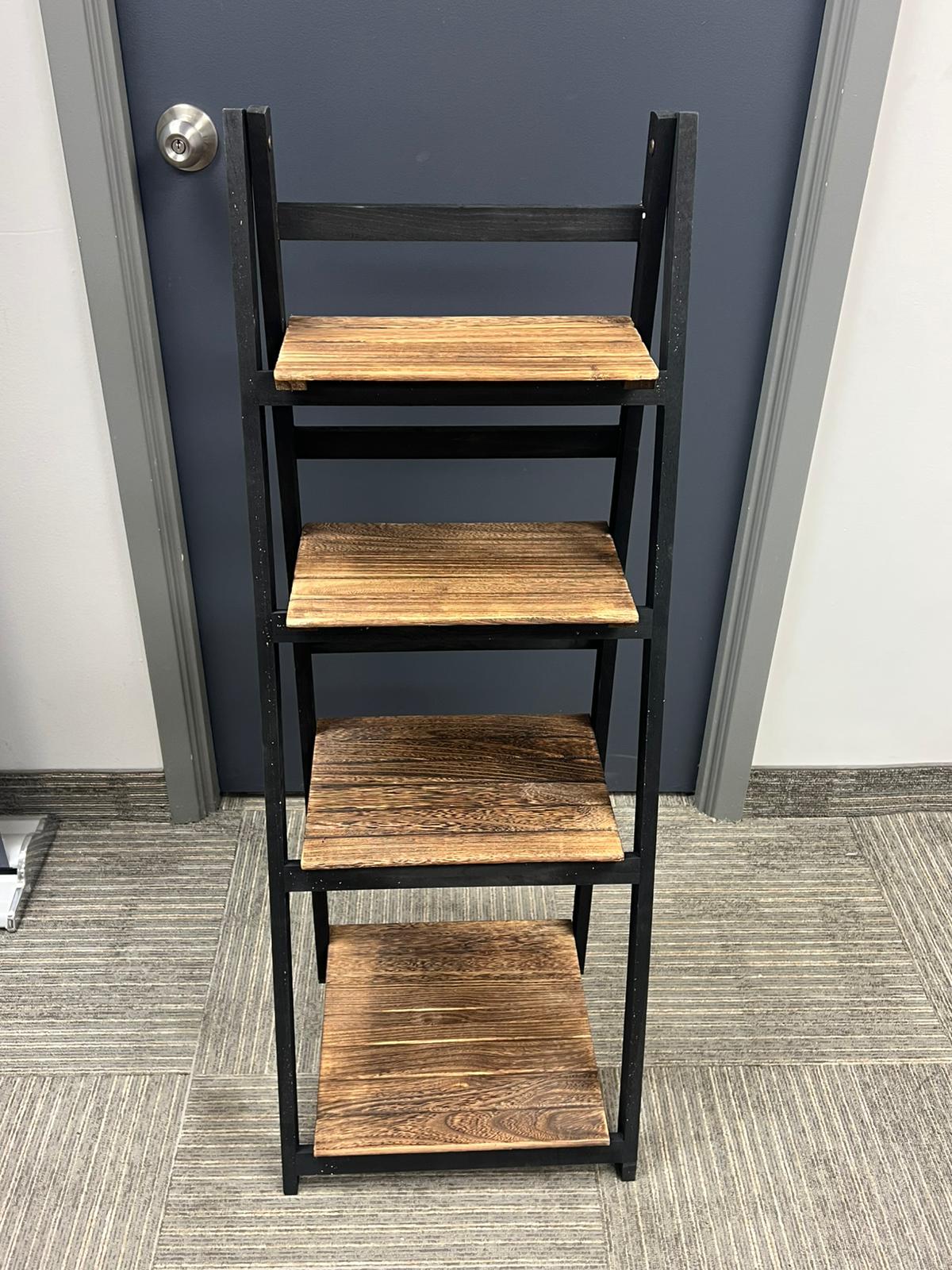 (New Open Box) Ladder Shelf, 4 Tier Ladder Shelves Rustic Solid Wood Ladder Shelf