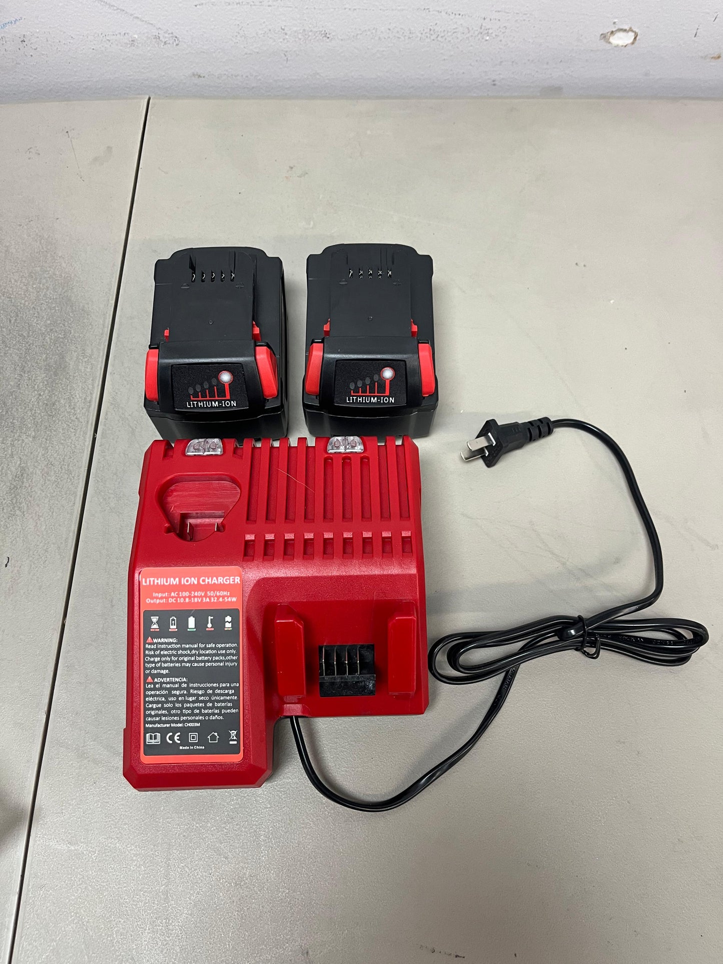 (New Open Box) Powilling 2Pack 6.5Ah Replacement for Milwaukee M18 Battery and Charger Kit