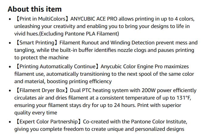 Anycubic ACE Pro - Multi Color 3D Printer Automatically Filament System, Filament Dryer Box