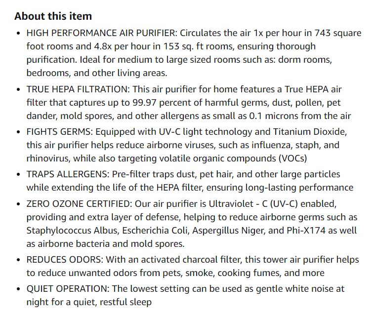 GermGuardian Air Purifier 4-in-1 AC4825E with HEPA 13 Filter, Removes 99.97% of Pollutants