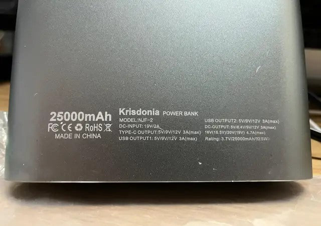 (Good) Krisdonia Laptop Power Bank 25000mAh/92.5Wh Quick Charge 3.0 Por