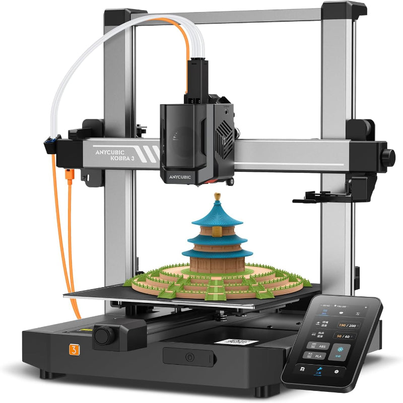 (New Open Box) Anycubic Kobra 3 3D Printer Only, Max 600mm/s Print Speed Full-auto Calibration Details Better