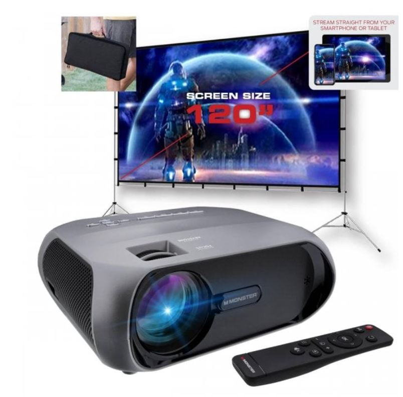 MONSTER VISION IMAGE STREAM 1080p with PORTABLE SCREEN PROJECTOR