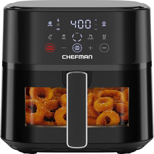 (Brand New) Chefman Air Fryer – 6 QT Compact Airfryer, Features Hi-Fry Technology for Extra Crisp,  - Black