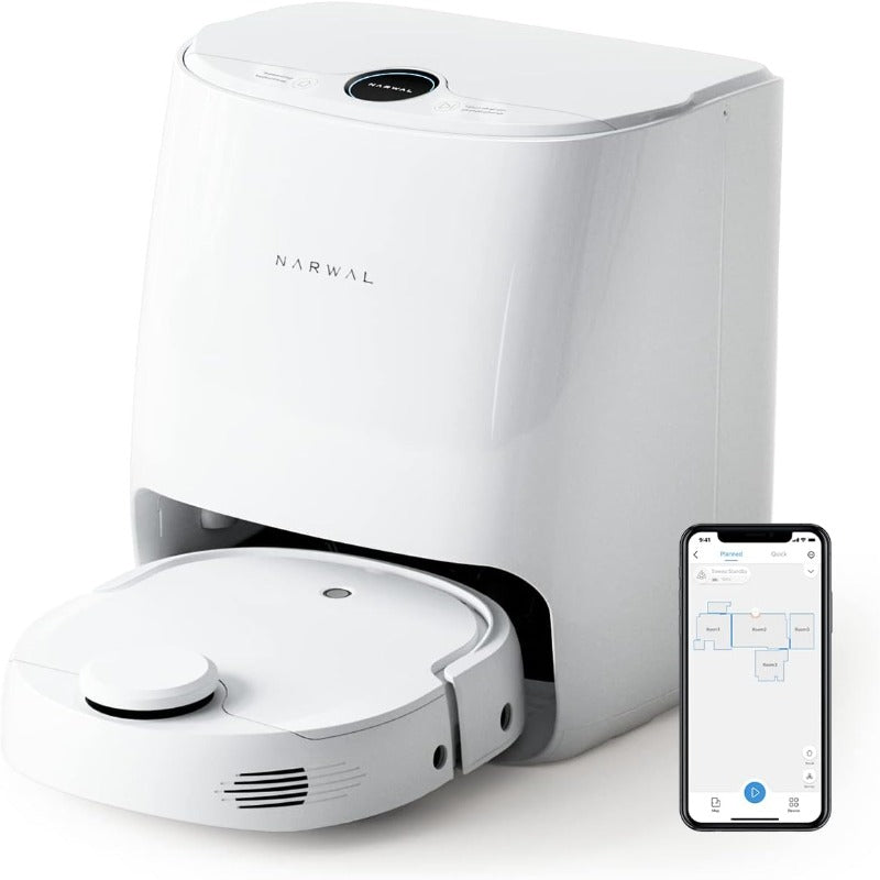 Narwal T10 Robot Mop, 4-in-1 Robot Mop and Vacuum with Self Cleaning Station, Self Washing and Drying Mop Robot with LiDAR Navigation, Smart Mapping, 2 Suction Mode for Hard Floor and Pet Hair, White