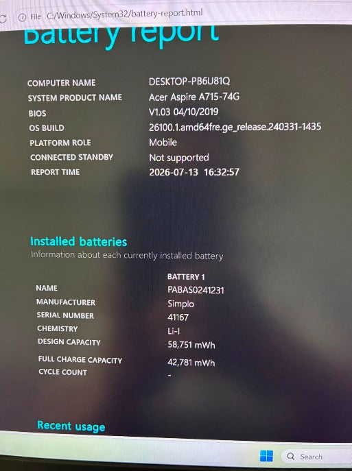 (Excellent) Acer Aspire A715-74Gseries | Intel Core i5-9300H • GTX 1050 3GB • 8GB RAM • 512GB SSD