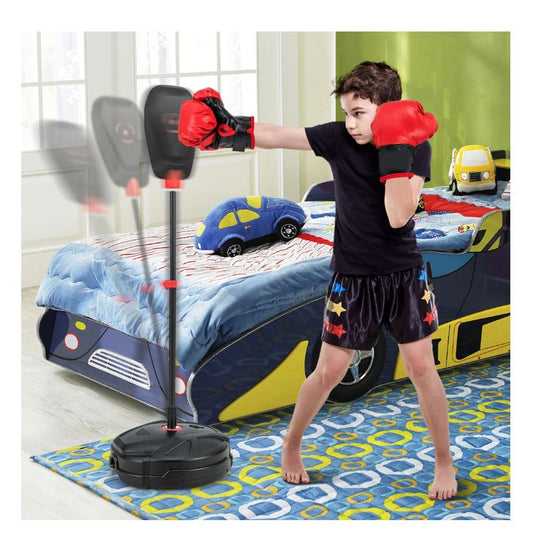 (NewOpen Box) Costway Kids Punching Bag with Stand Height Adjustable Boxing Equipment with Gloves