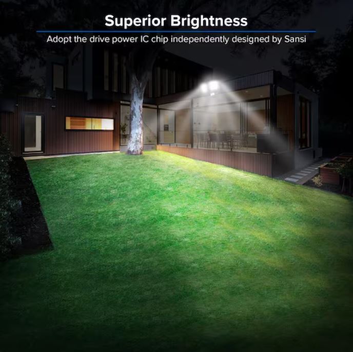 SANSI 18-Watt 1800 Lumens 180° Black Motion Sensor Outdoor Integrated LED 5000K Waterproof