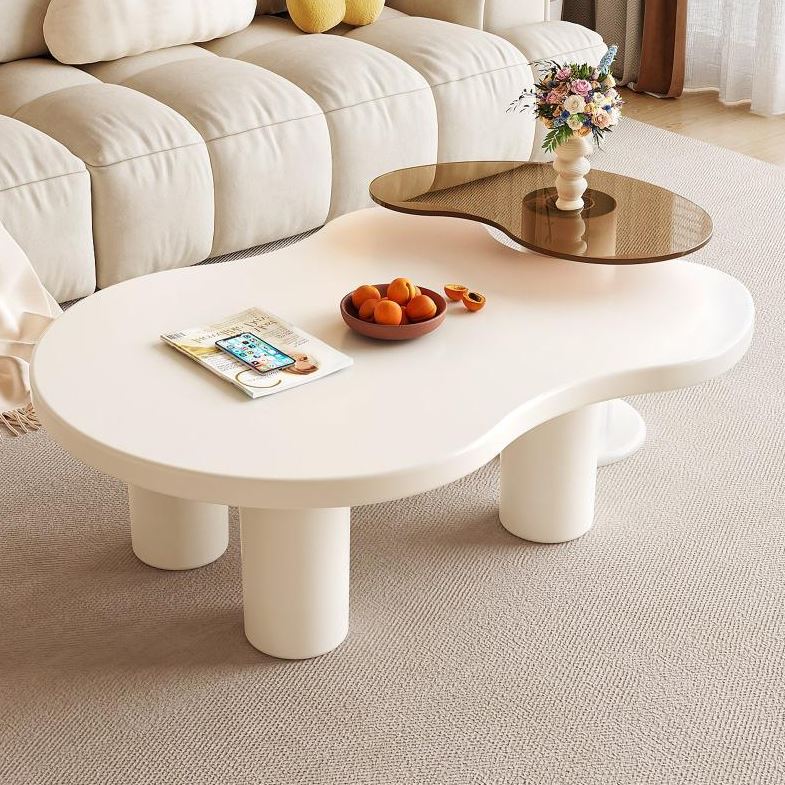 (New Open Box) Guyii Nesting Coffee Table Set of 2, Tempered Glass Side Table & Cloud Coffee Table (DS0039)