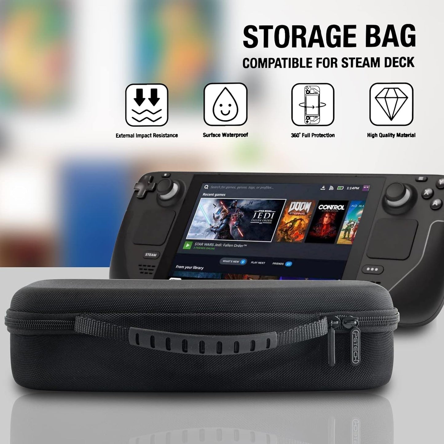 Stream Deck Carrying Case,Game Traveler Steam Deck Case, Protective Hard Portable Travel-Black