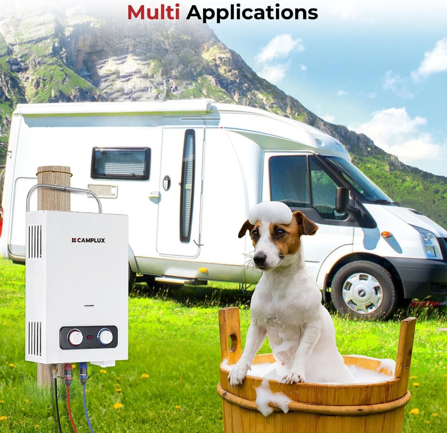 (New Open Box) CAMPLUX Portable Tankless Water Heater 6L, Easy Install Outdoor Propane Gas Water Heater,White