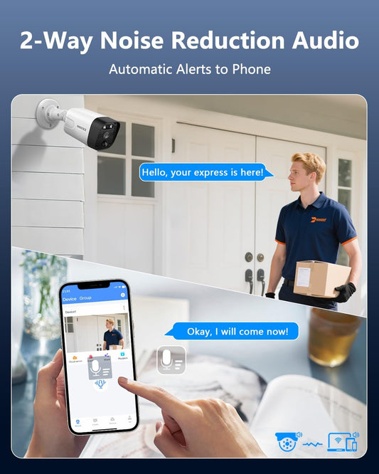 (New Open Box) OOSSXX 4K PoE Security Camera System | 8MP • 130° Wide Angle • 2-Way Audio • No HDD