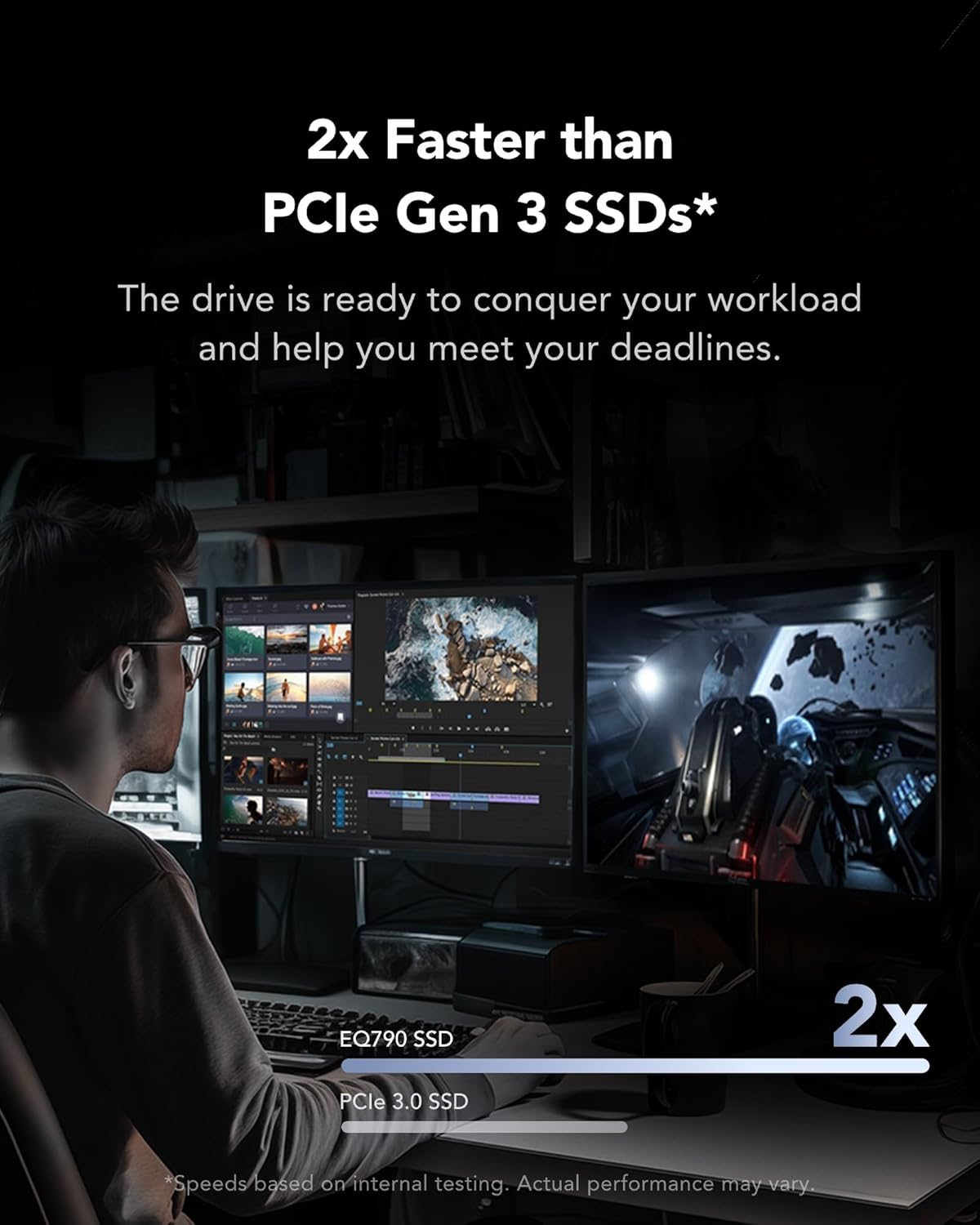 (Brand New) Lexar EQ790 2TB SSD M.2 2280 PCIe Gen4x4 NVMe 1.4, Blazing Speeds Up to 7000MB/s