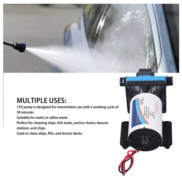 (used excellent) Water Pressure Pump, Electric Diaphragm Pump 70 PSI 1/2in NPT 5.5GMP 12V Self Priming 5 Chamber for RVs