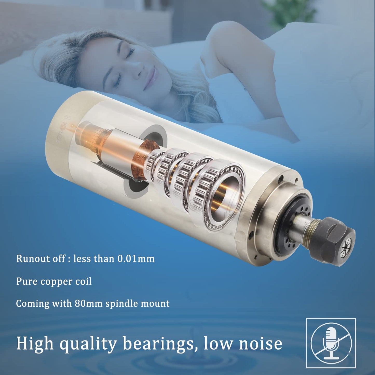 (Excellent) RATTMMOTOR CNC VFD Spindle Motor Kits 2.2KW 220V Water Cooled Spindle Motor Φ80mm ER20 400Hz 24000RPM+VFD Drive Inverter+80mm Motor Mount Clamp+14pcs ER20 Collet+80W Water Pump for CNC Router