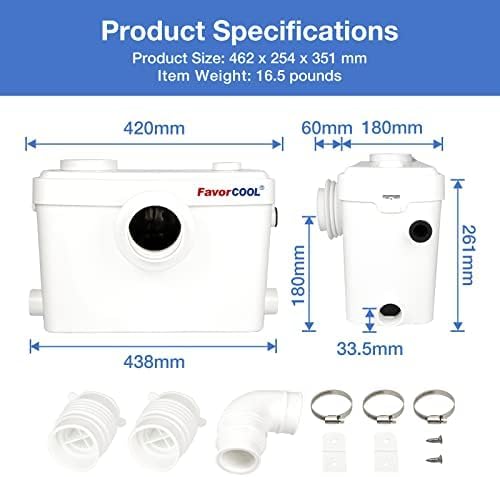 (Excellent) FAVORCOOL 600W Toilet Upflush Pump,Macerator Sewage Pump for Basement Bathroom