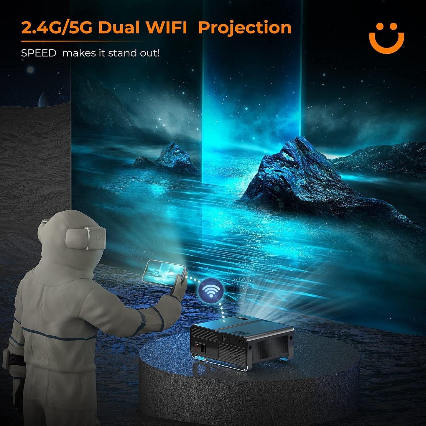 YABER V10 5G WiFi Bluetooth Projector, 15000L Full HD Native 1080P Projector 4K Support, 2023 Upgraded 4D/4P Keystone&Zoom, Home Theater&Outdoor Video Projector for Smartphone/TV Stick/PC/PPT/PS5