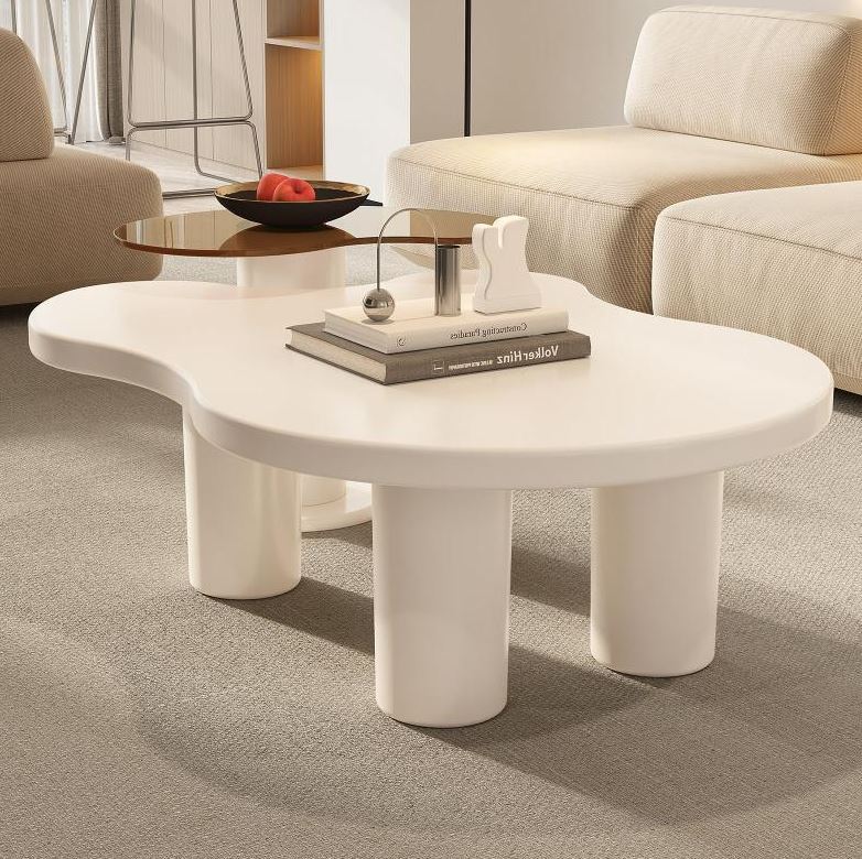 (New Open Box) Guyii Nesting Coffee Table Set of 2, Tempered Glass Side Table & Cloud Coffee Table (DS0039)