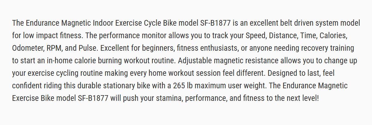 (Brand New Sealed) Sunny Endurance Belt Drive Magnetic Indoor Exercise Cycle Bike