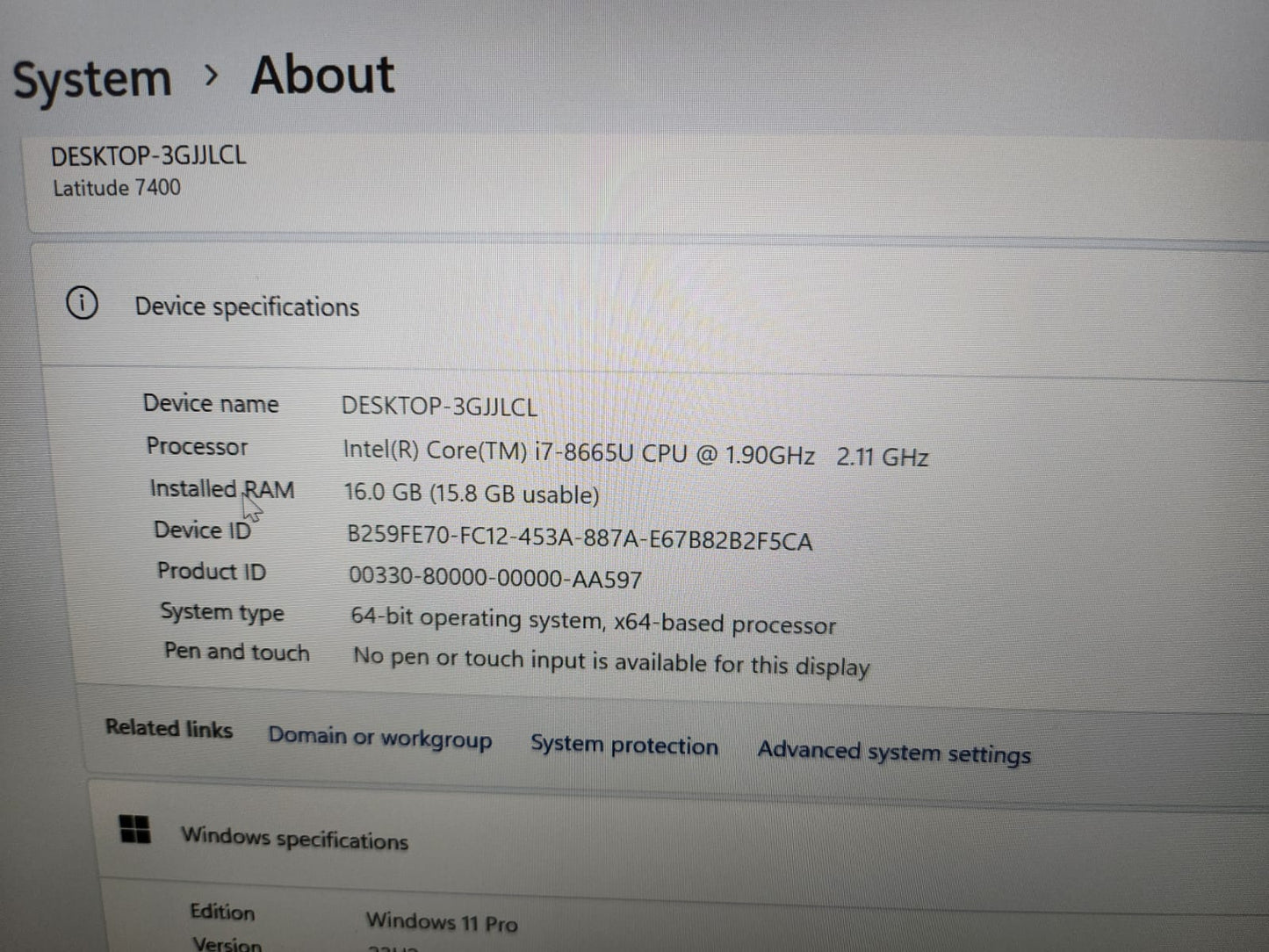 (Excellent) Dell Latitude 7400, Intel Core i7, 500GB SSD, Windows 11 Pro, MS office 2021 installed, 100% battery health