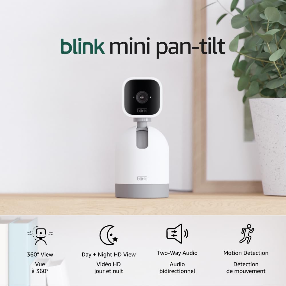 (Brand New) Blink Mini Pan-Tilt Camera (newest model), Rotating indoor plug-in smart security camera
