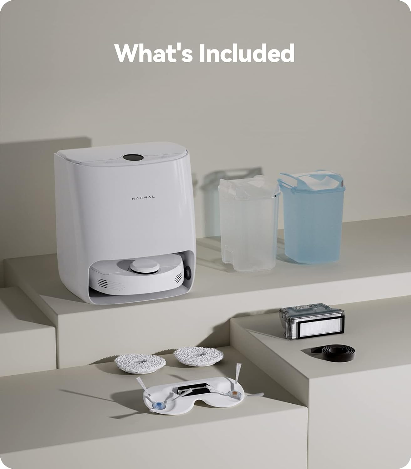 Narwal T10 Robot Mop, 4-in-1 Robot Mop and Vacuum with Self Cleaning Station, Self Washing and Drying Mop Robot with LiDAR Navigation, Smart Mapping, 2 Suction Mode for Hard Floor and Pet Hair, White