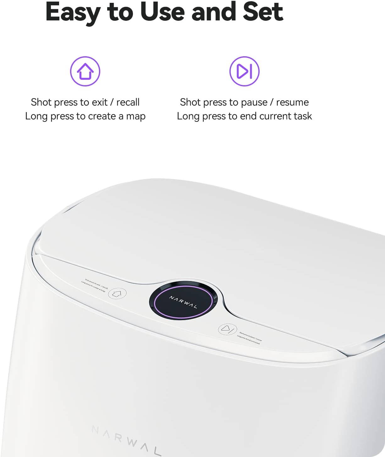 Narwal T10 Robot Mop, 4-in-1 Robot Mop and Vacuum with Self Cleaning Station, Self Washing and Drying Mop Robot with LiDAR Navigation, Smart Mapping, 2 Suction Mode for Hard Floor and Pet Hair, White