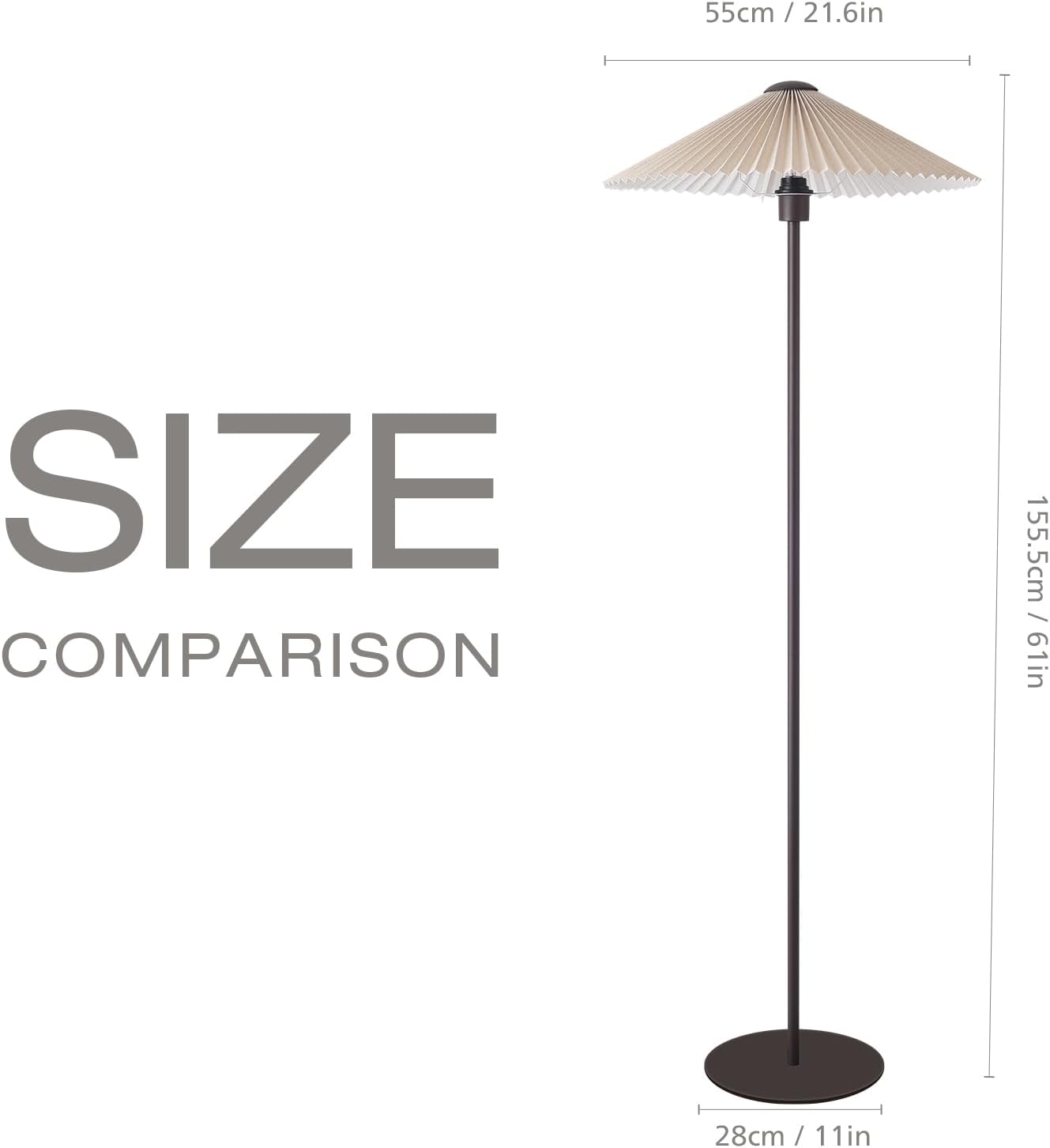 (New Open Box) KUNJOULAM Floor Lamp,Brown Pole Floor Lamps for Living Room, Simple Design Tall Lamp
