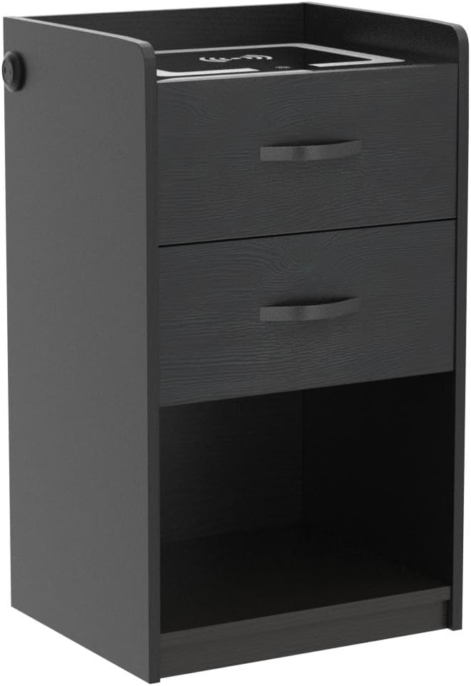 (Brand New) OLD CAPTAIN Nightstand with Wireless Charging Station,Modern Side Table with Drawers and Open Storage Shelf for Bedrooms