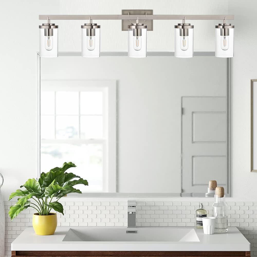 (New Open Box) LauxaL Bathroom Vanity Light Fixtures Brushed Nickel Finished 5-Light