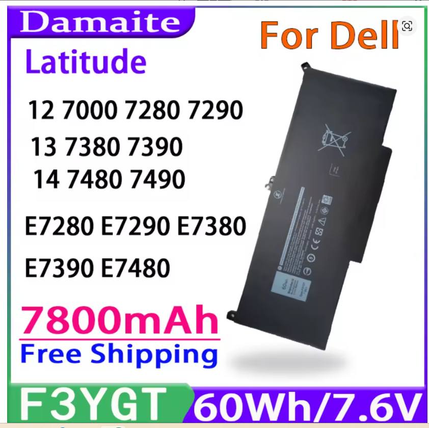 (Brand New) F3YGT for Dell Battery Latitude 7480 12 13 7000 7280 7290 E7280 E7290 E7380 E7390 7000 7380 etc
