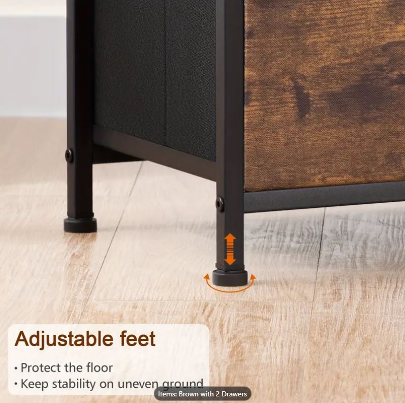 (New Open Box) 2pcs Night Stand, Bedside Table Featuring a Charging Station, (DS0024)