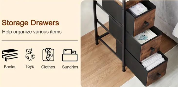 (New Open Box) Narrow End Table 2pcs Living Room with Charging Station, (DS0025)
