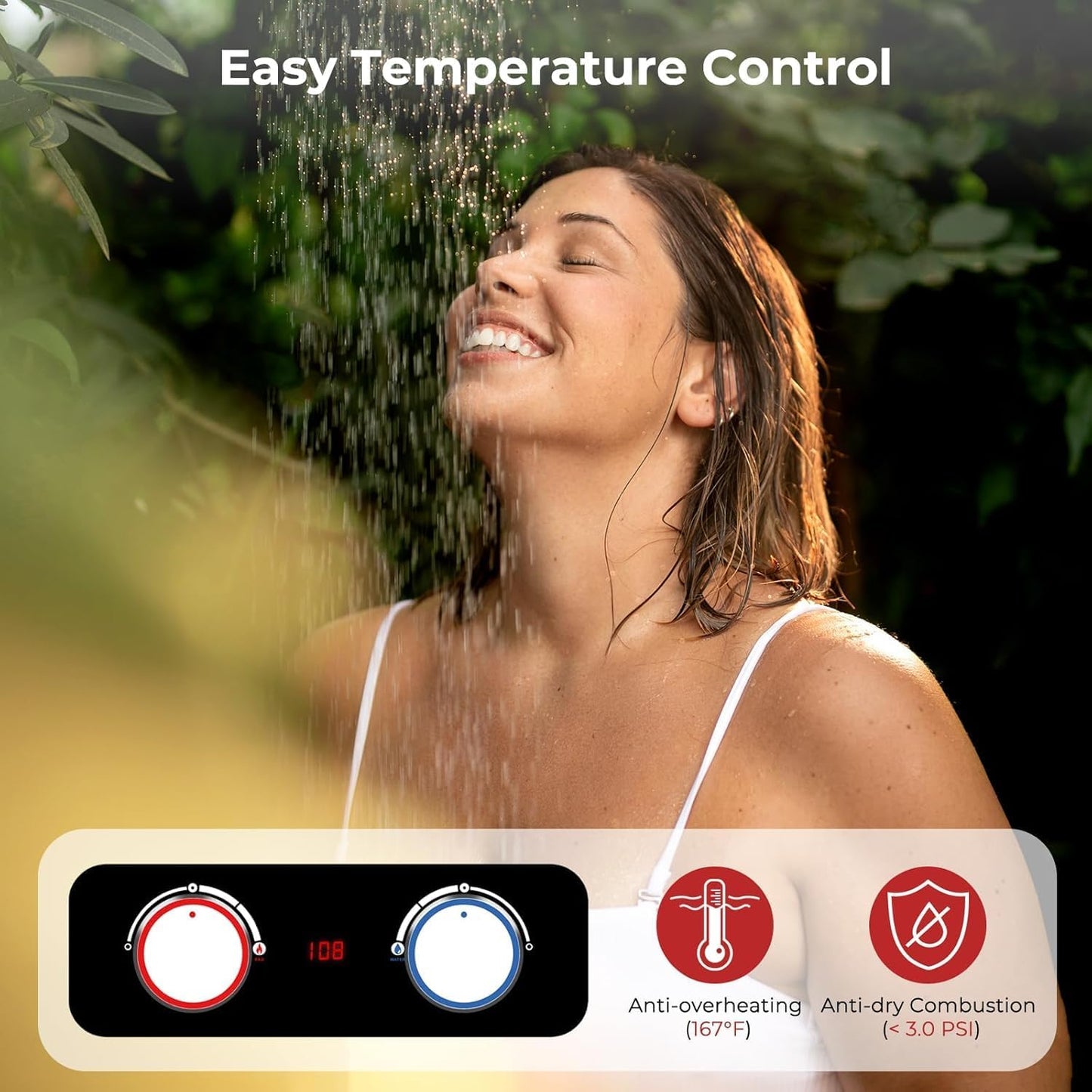 (New Open Box) CAMPLUX Portable Tankless Water Heater 6L, Easy Install Outdoor Propane Gas Water Heater,White