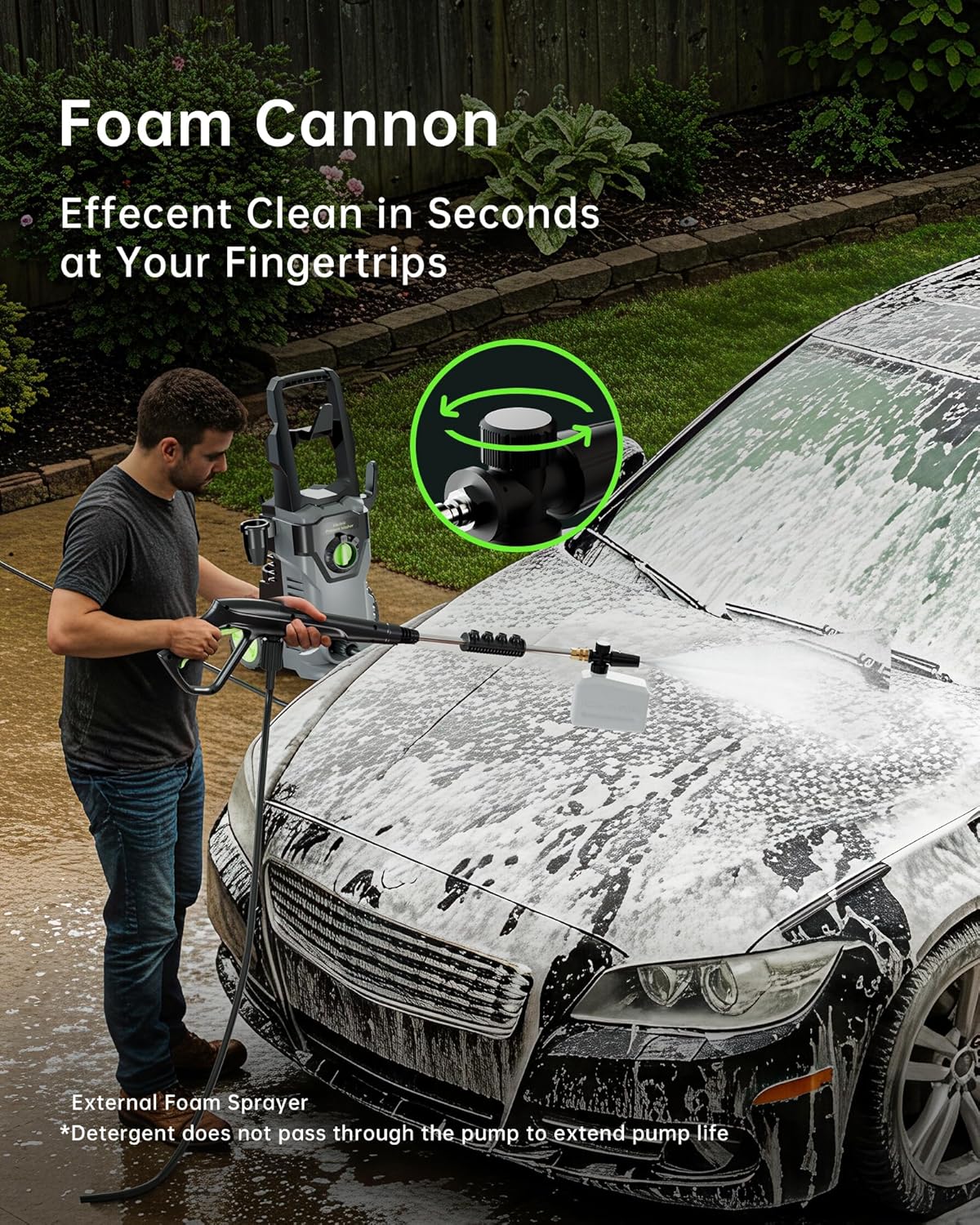 Pressure Washer, Power Washer with Foam Cannon 4500PSI 2.8 GPM Max Electric Pressure Washer
