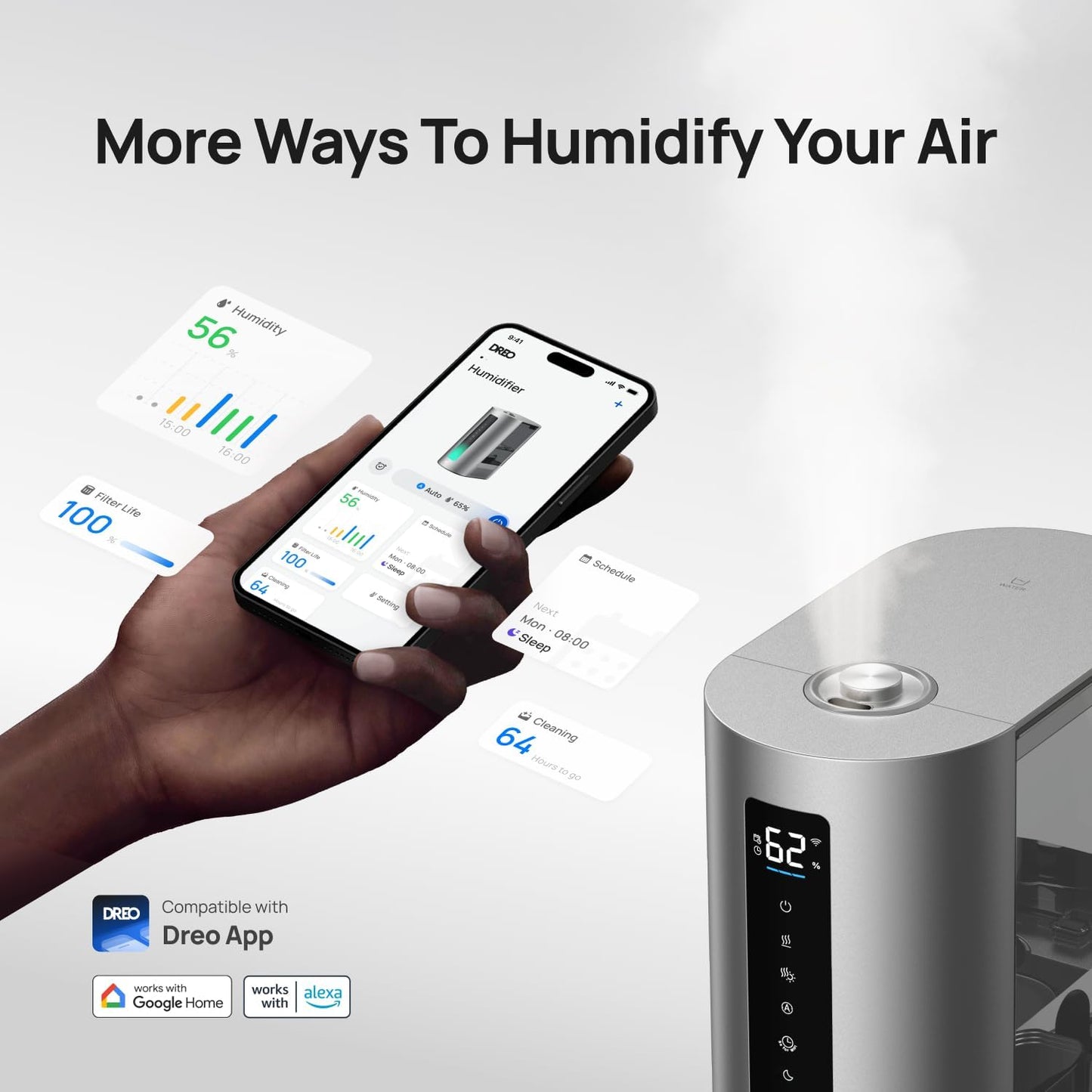 (New Open Box) DREO HM713S Smart Humidifier with Warm & Cool Mist