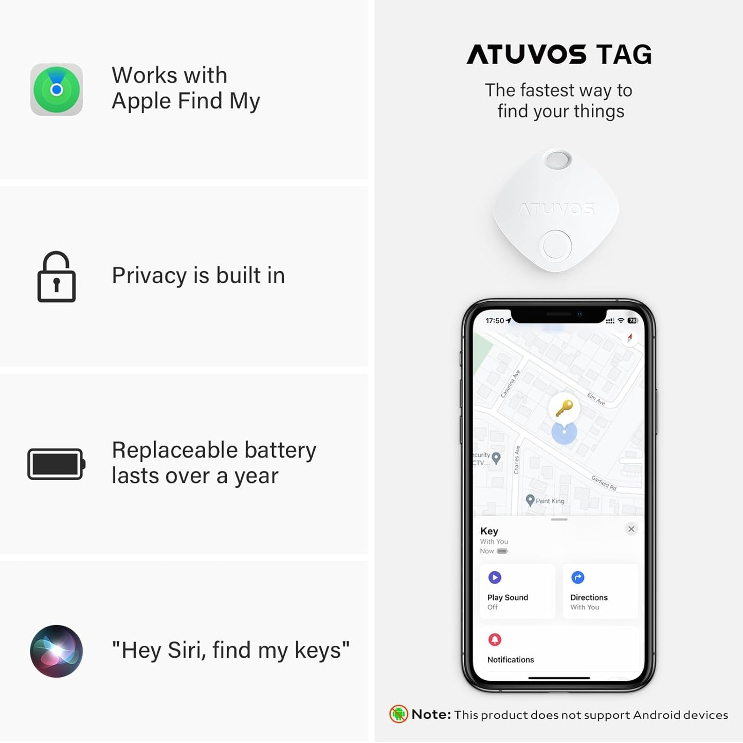 (Good) ATUVOS Key Finder and Luggage Tracker 4 Pack, Smart Tag Compatible with Apple Find My (iOS only)