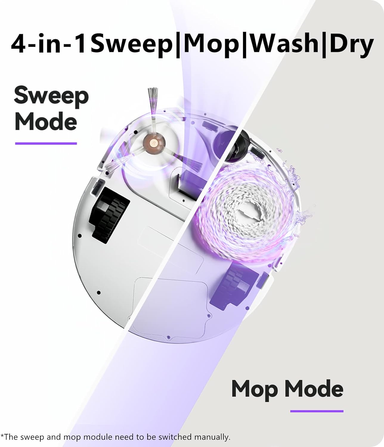 Narwal T10 Robot Mop, 4-in-1 Robot Mop and Vacuum with Self Cleaning Station, Self Washing and Drying Mop Robot with LiDAR Navigation, Smart Mapping, 2 Suction Mode for Hard Floor and Pet Hair, White