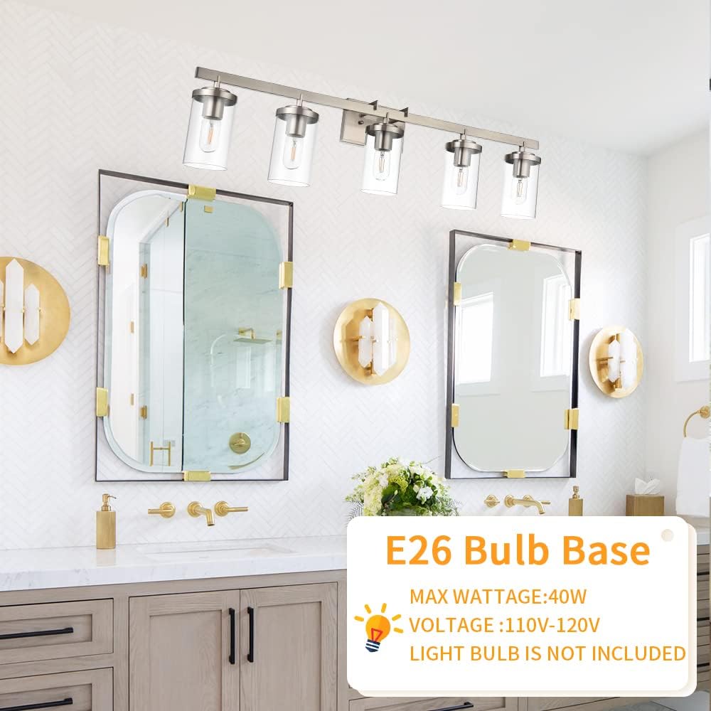 (New Open Box) LauxaL Bathroom Vanity Light Fixtures Brushed Nickel Finished 5-Light