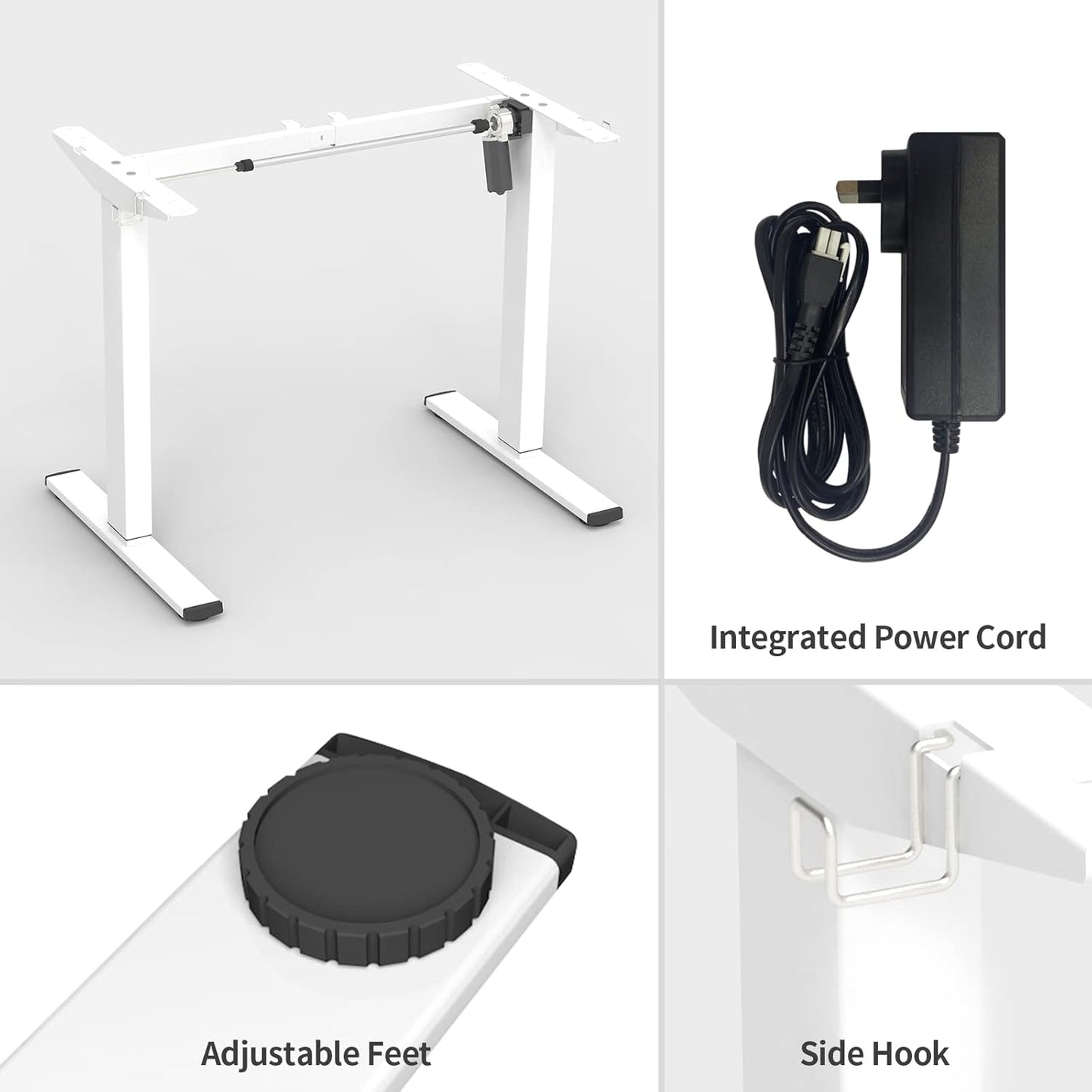 (New Open Box) ERGOMAKER Height Adjustable Standing Desk Frame, Electric Sit Stand (White Frame, Without Desktop)