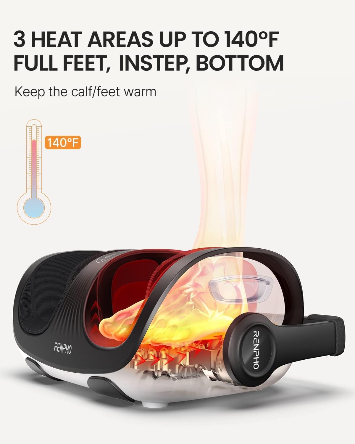 (New Open Box) RENPHO Shiatsu Foot Massager Machine with Heat and Remote, Deep Kneading and Rolling Calf Massage
