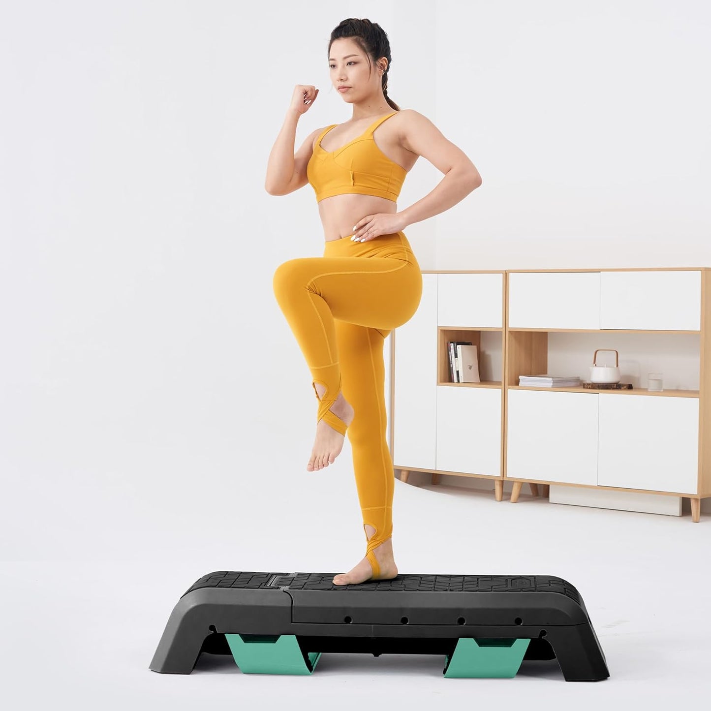(New Open Box) leikefitness Multifunctional Aerobic Deck with Cord Workout Platform Adjustable Dumbbell