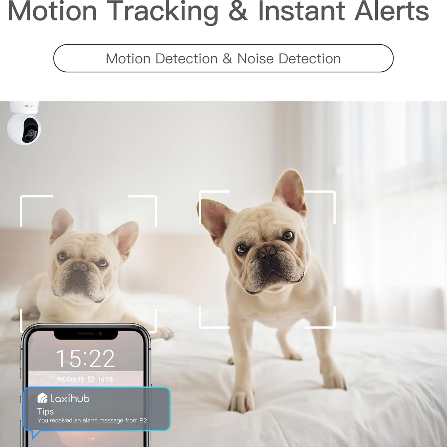 (New Open Box) 360° View 2K Pet Camera with Phone App, Indoor Security Camera, P2T Baby Monitor