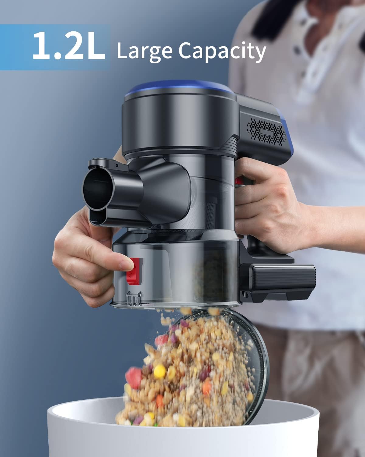 (New Open Box) HONITURE Cordless Vacuum Cleaner, 450W 38Kpa Powerful Stick Vacuum with Detachable Battery, S12