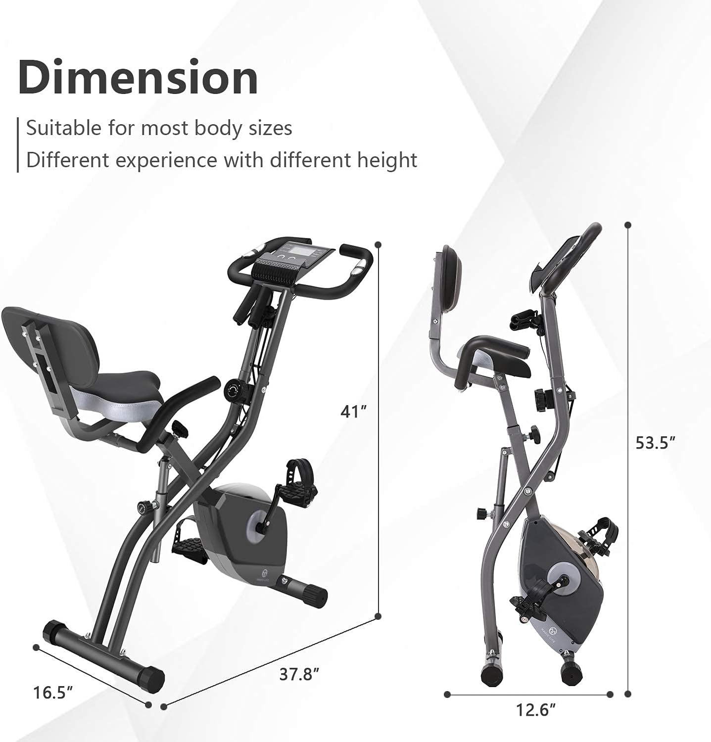 (Excellent) Exercise Bike 10 Levels of Adjustable Magnetic Resistance, Foldable and Quiet