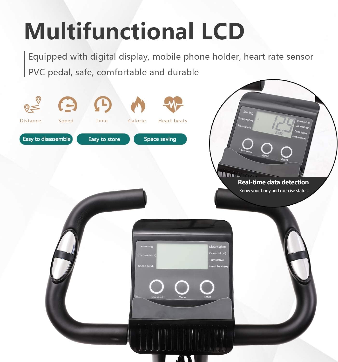 (Excellent) Exercise Bike 10 Levels of Adjustable Magnetic Resistance, Foldable and Quiet