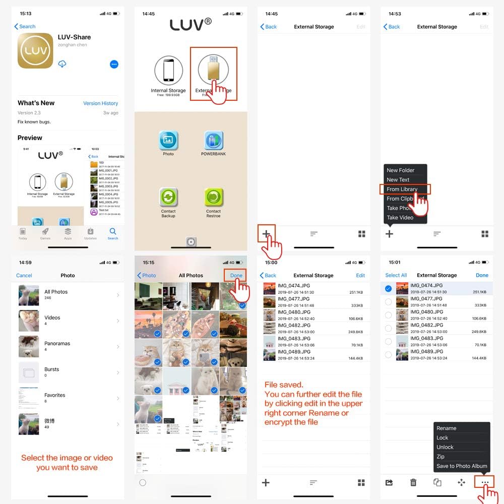 USB Flash Drive 128GB, Photo Stick Memory External Data Storage Thumb Drive Compatible with Phone, Pad, Android, PC and More Devices (Pink)