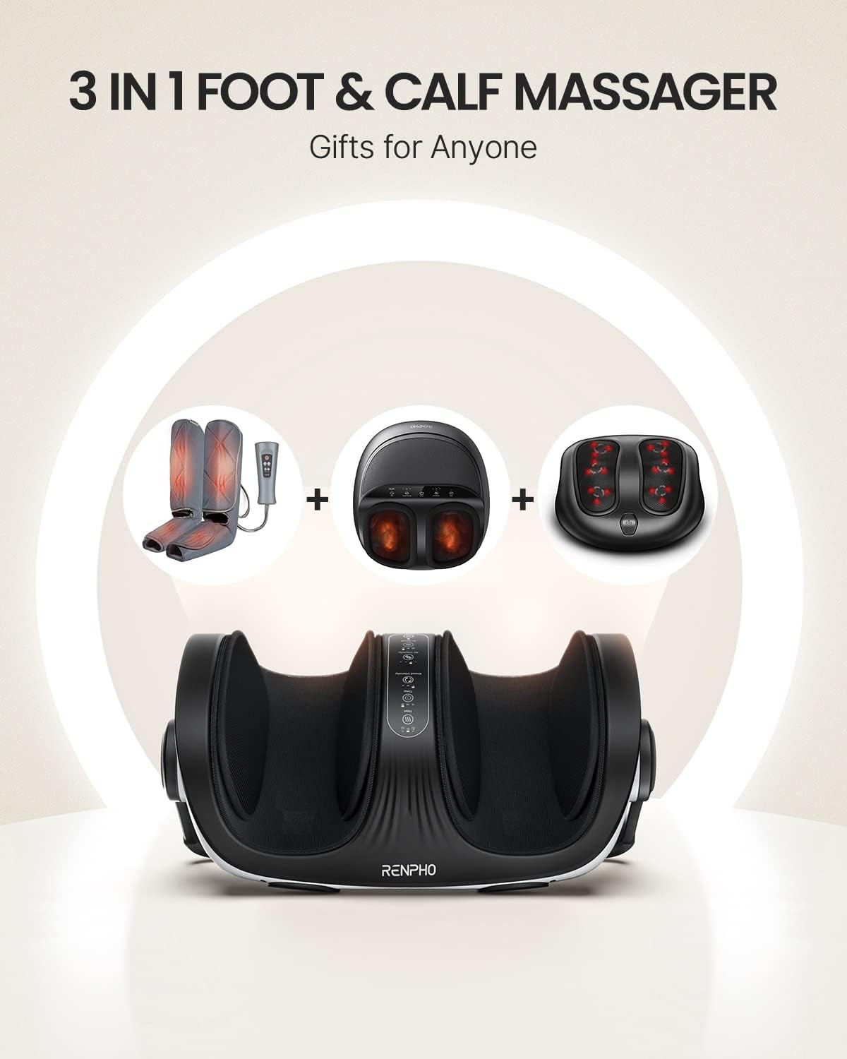 (New Open Box) RENPHO Shiatsu Foot Massager Machine with Heat and Remote, Deep Kneading and Rolling Calf Massage