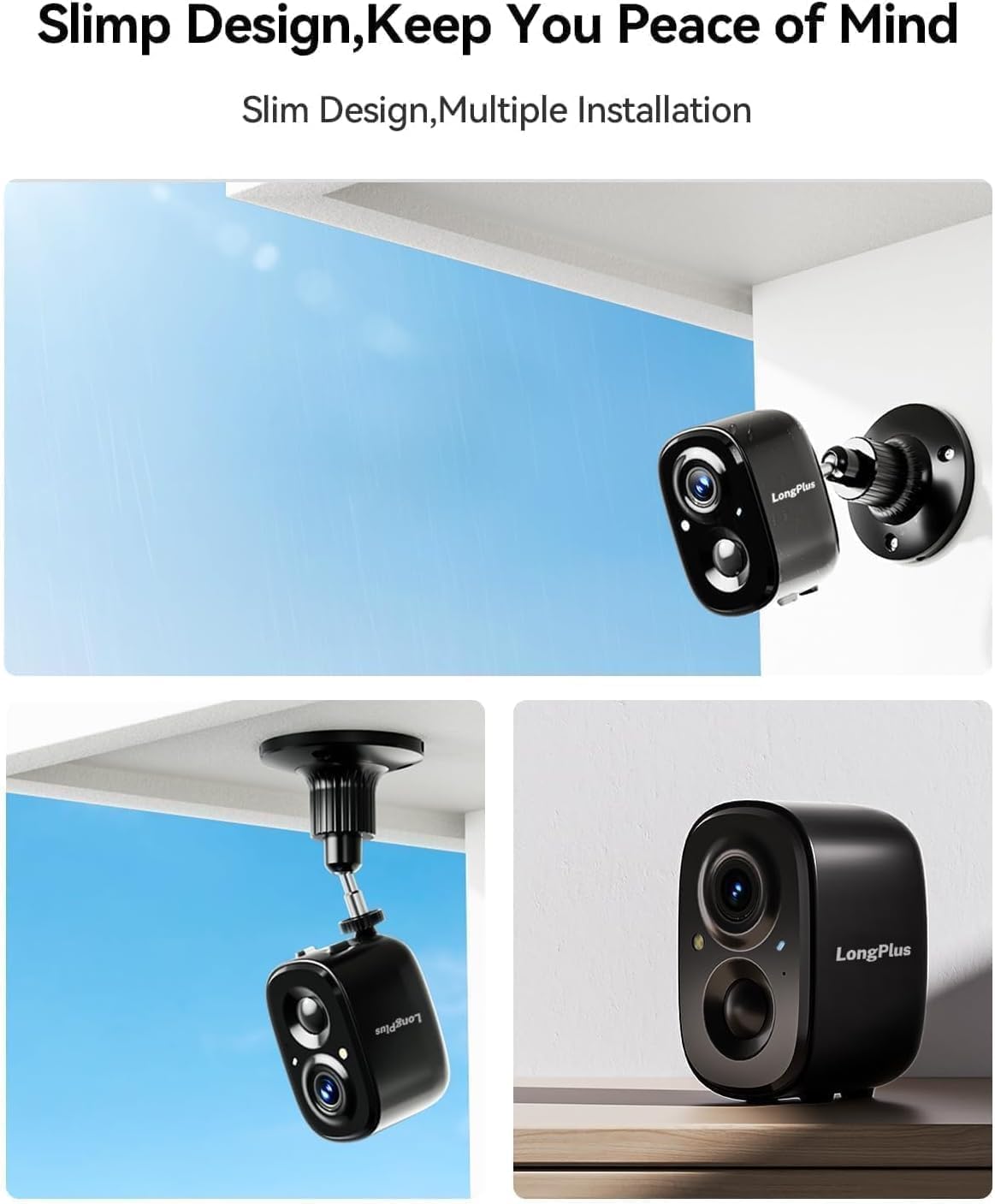 (New Open Box) Longplus Security Camera Outdoor Wireless, 2K Battery Powered Camera Surveillance